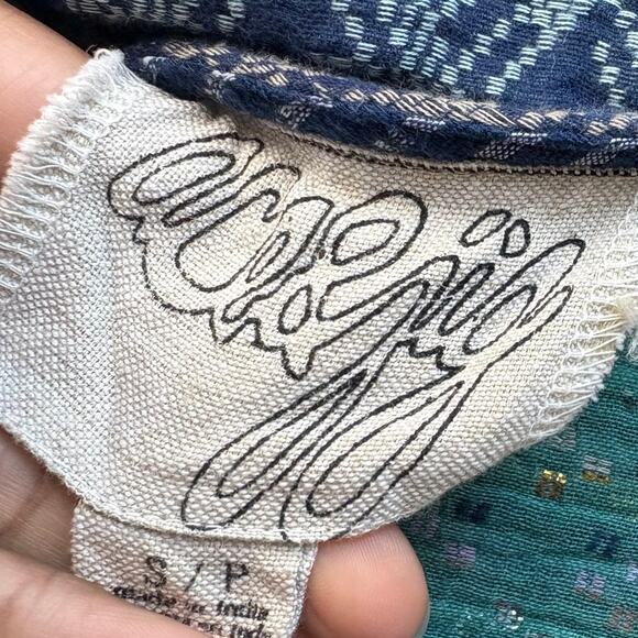 Ace & Jig Blue Woven Cotton Abstract Print‎ Short Sleeve Relaxed Jumpsuit Size S - Picture 4 of 8